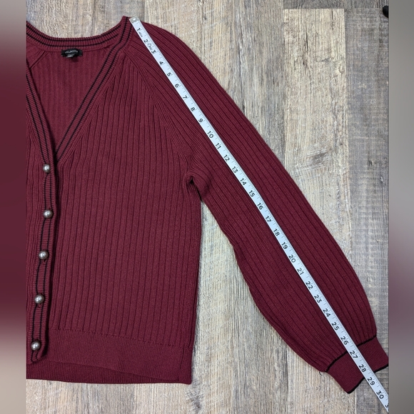 Talbots Burgundy Ribbed Cardigan Sweater - Picture 6 of 8